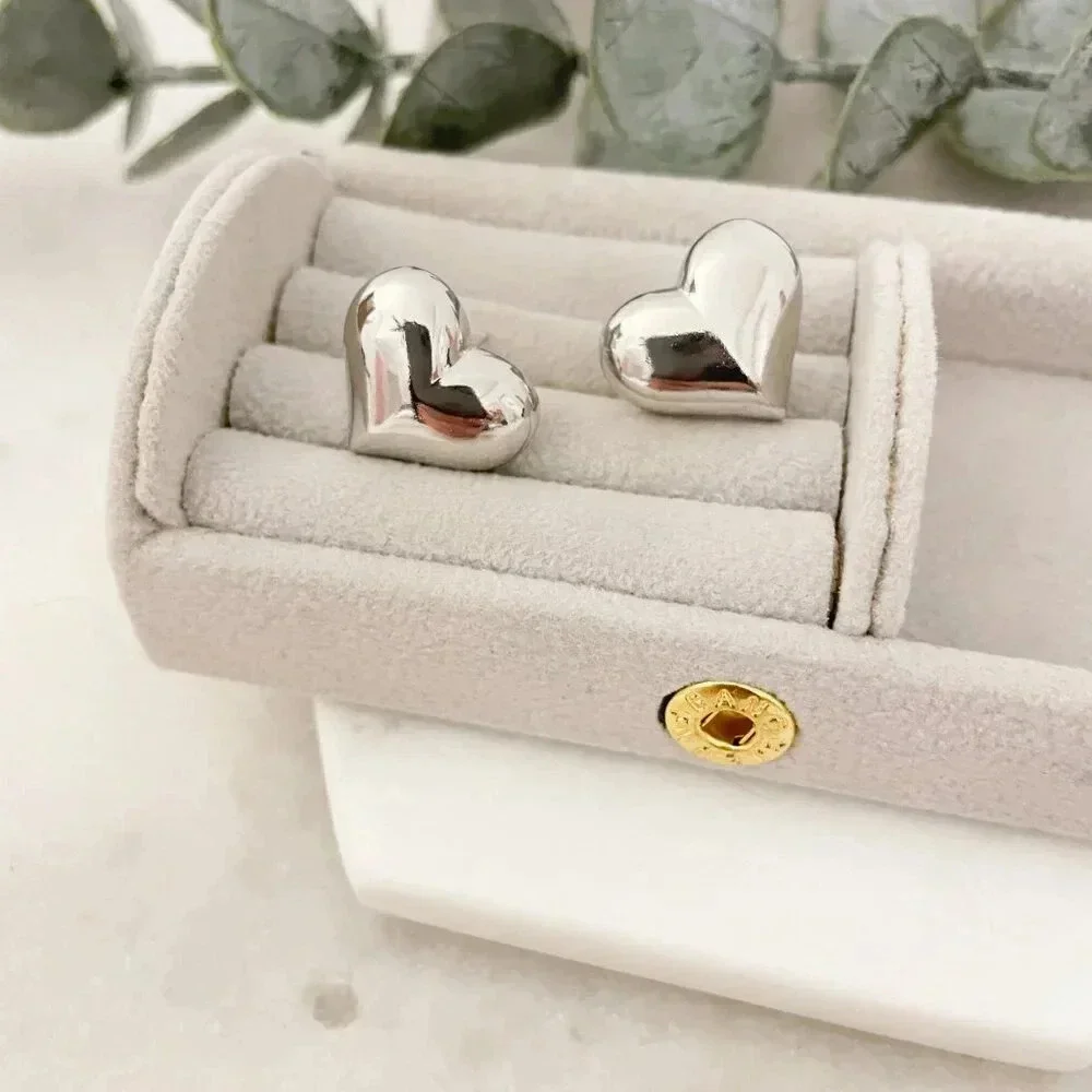 925 Sterling Silver Heart Stud Earrings Large Heart Earrings Heart Studs